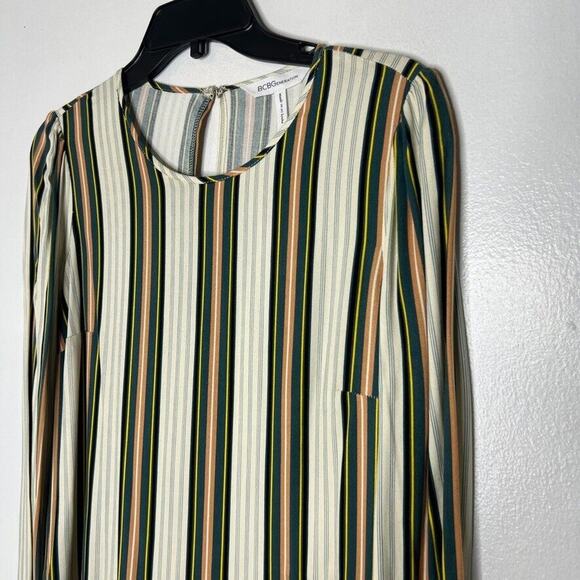 BCBG Generation Women's XS Asymmetrical Striped Long Sleeve Dress NEW - Picture 2 of 10